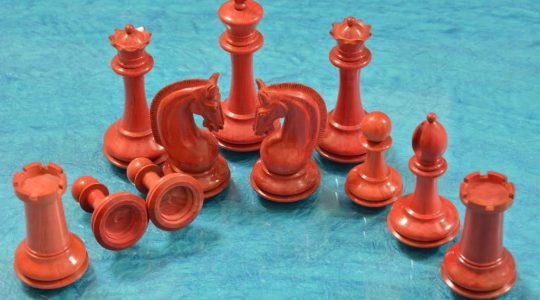 Chess pieces pink ivory