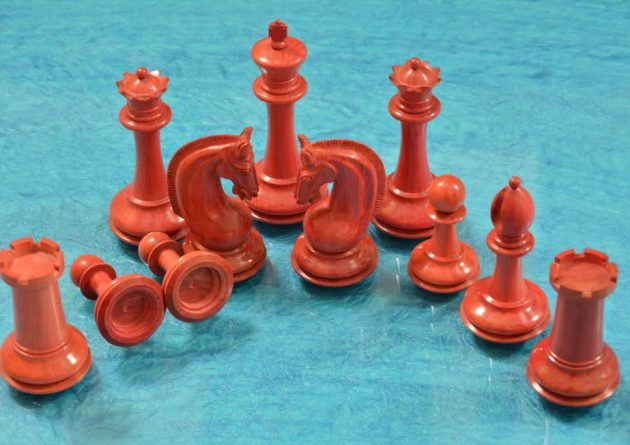 Chess pieces pink ivory