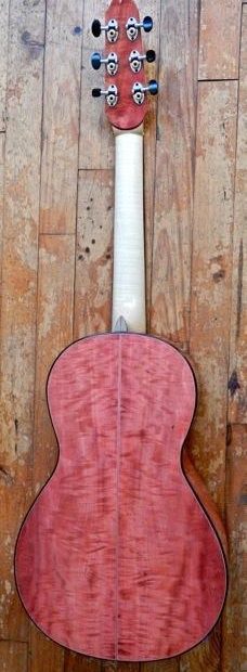 Pink ivory curly guitar by Marc Maingard