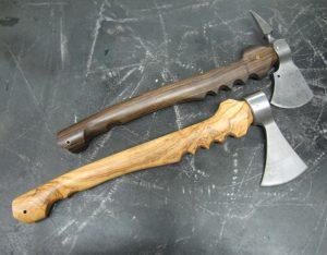 wild olive and black chacate axes made by turners