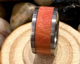 A ring with red ivory inlay.