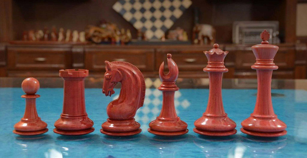 Chess pieces made from red/pink ivory Exotic Wood for Woodworking