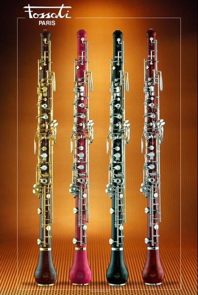 Fossati oboes in snakewood, pink ivory, grenadilla and cocobolo.